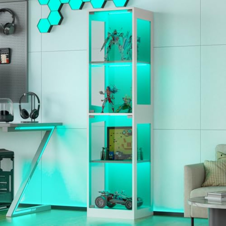 Glass Cabinet Display - Glazen vitrinekast met RGB-verlichting voor verzamelobjecten,