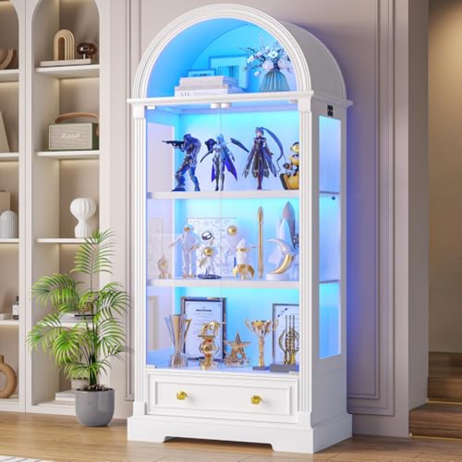 Glass Cabinet Display - Gebogen vitrinekast voor de woonkamer, deuren