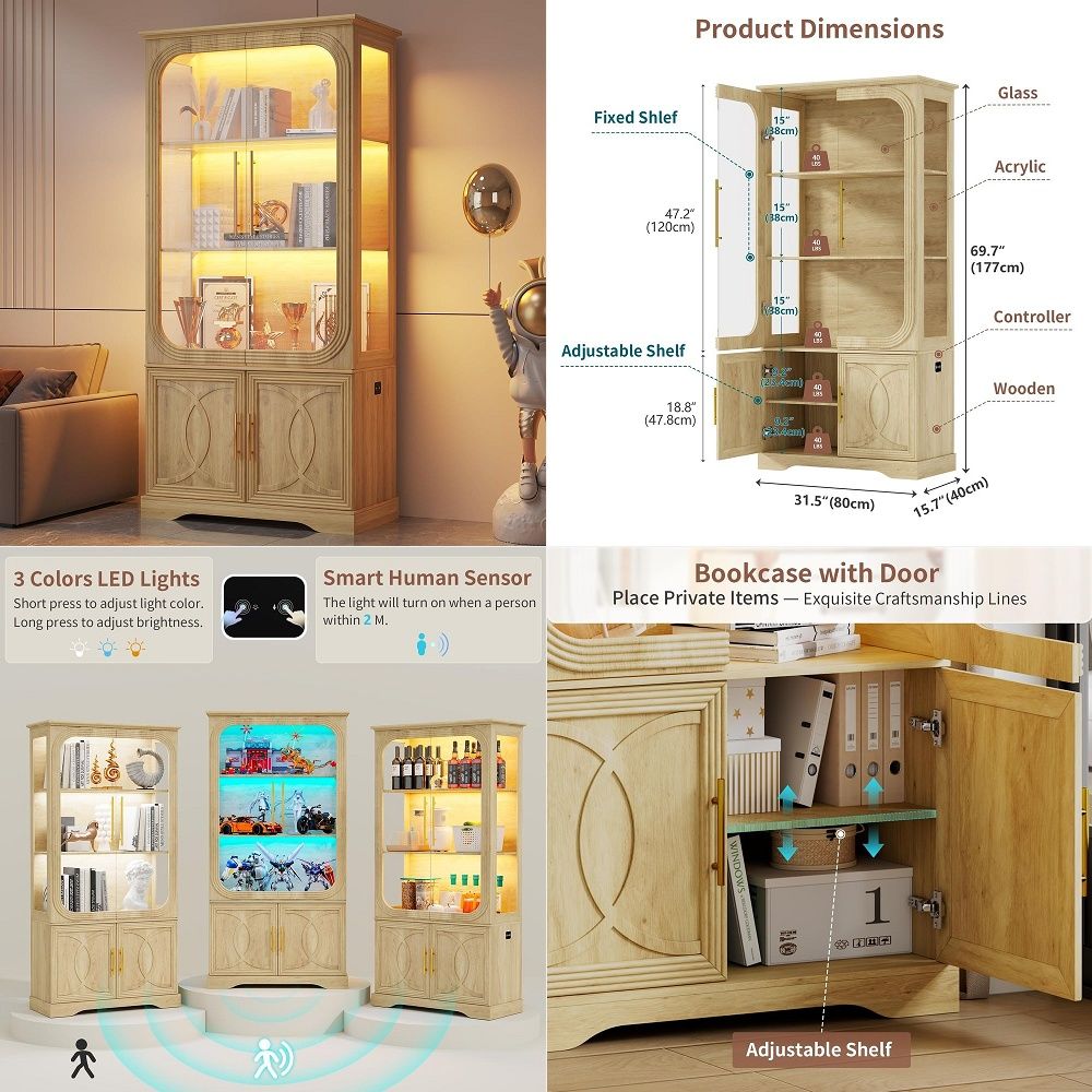 Vitrinekast met glazen deuren  - Glass Cabinet Display recensie en prijs