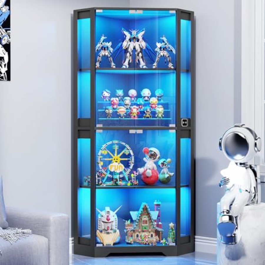 Verlichte hoekvitrine met glaz - Glass Cabinet Display recensie en prijs