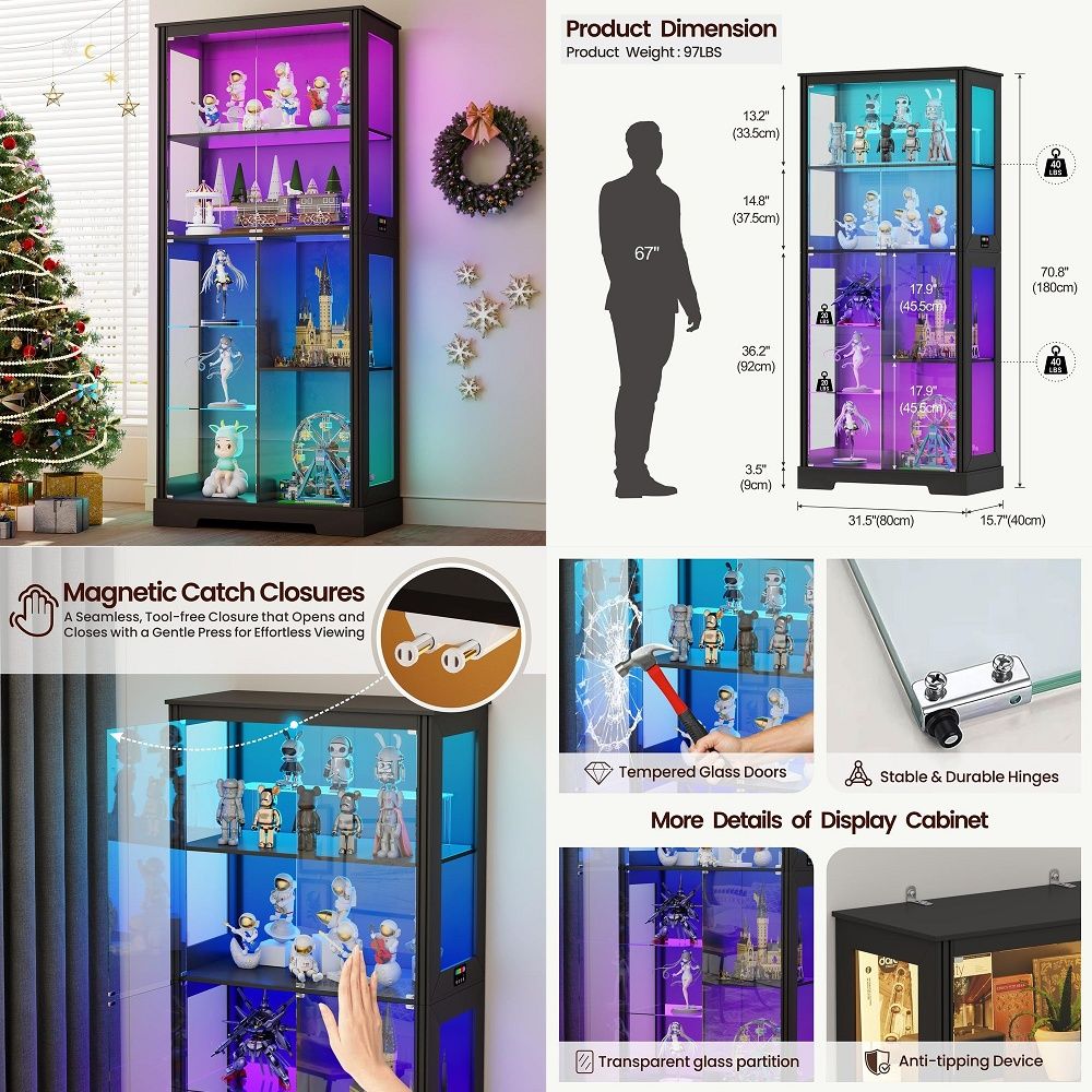 Verlichte hoekvitrinekast van  - Glass Cabinet Display recensie en prijs