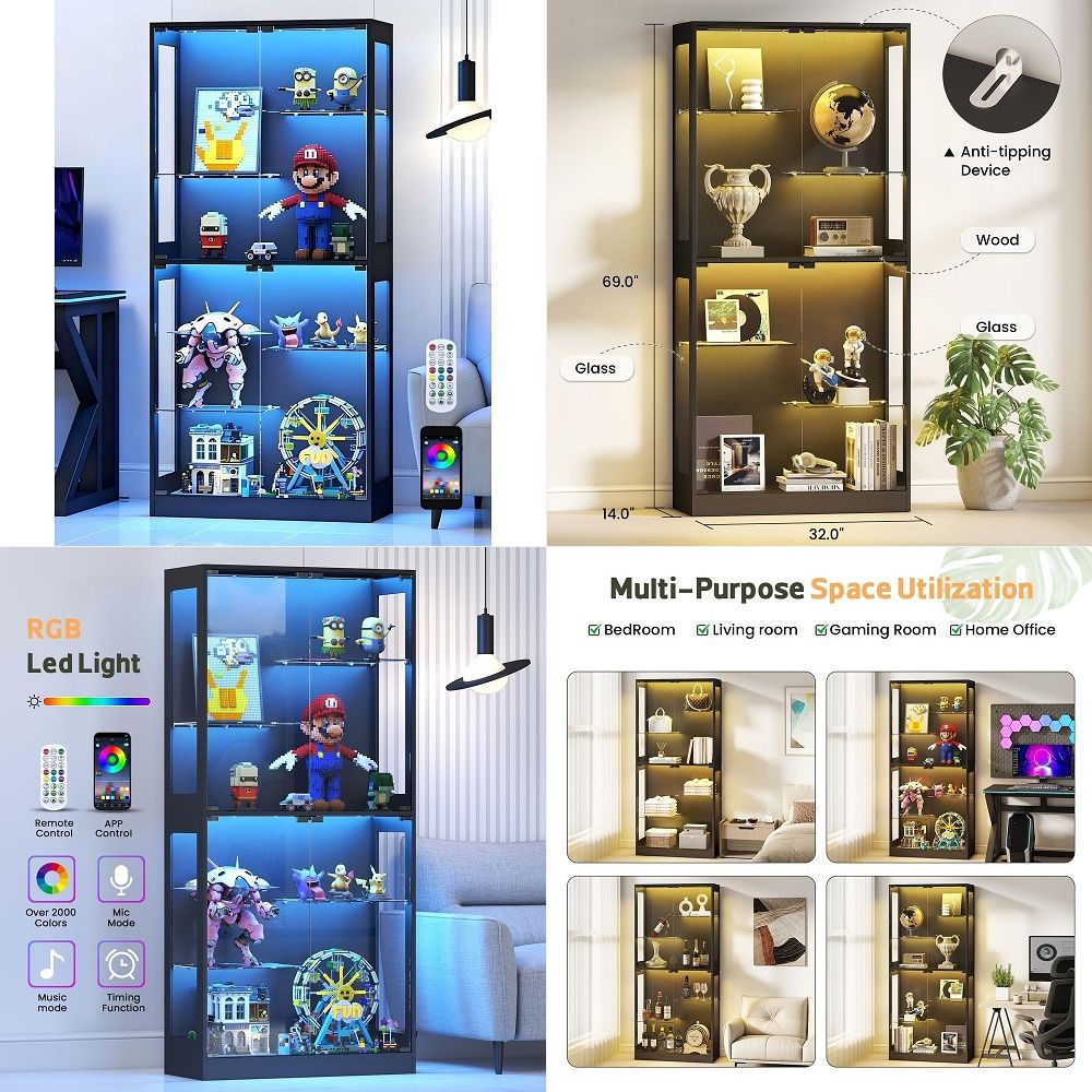 Vitrinekast met glazen deuren  - Glass Cabinet Display recensie en prijs